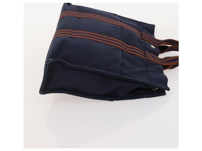 Hermès Borsa Fourre Tout HERMES 2 Set Cotton Black Navy Auth BA12675 Nero Blu navy - vista 12