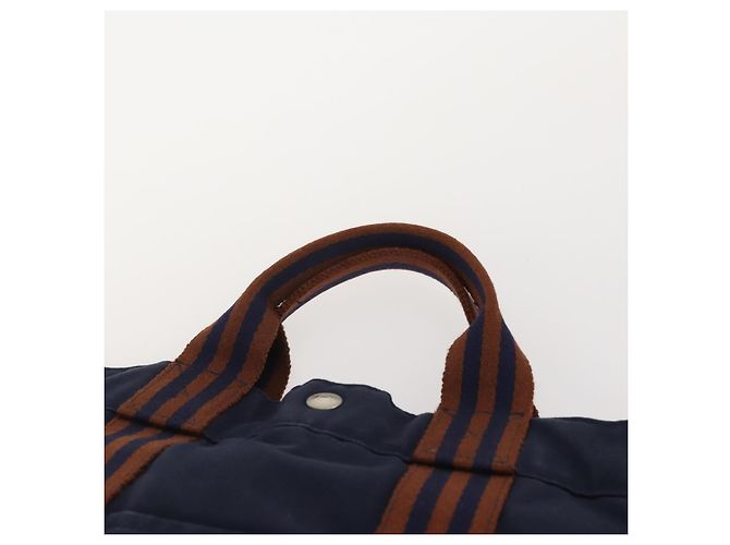 Hermès Borsa Fourre Tout HERMES 2 Set Cotton Black Navy Auth BA12675 Nero Blu navy - vista 14