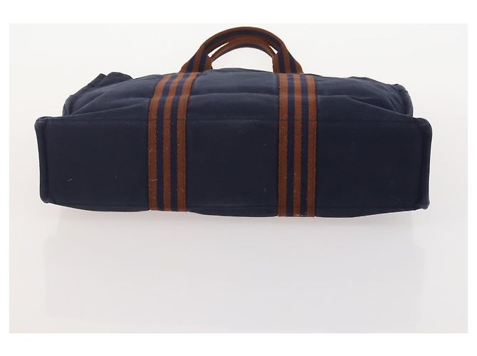Hermès Borsa Fourre Tout HERMES 2 Set Cotton Black Navy Auth BA12675 Nero Blu navy - vista 15
