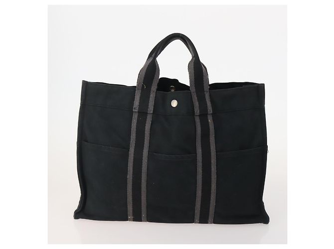 Hermès Borsa Fourre Tout HERMES 2 Set Cotton Black Navy Auth BA12675 Nero Blu navy - vista 2