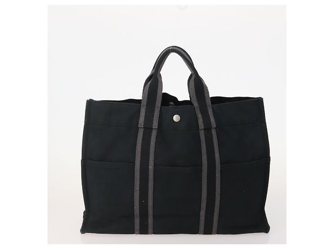 Hermès Borsa Fourre Tout HERMES 2 Set Cotton Black Navy Auth BA12675 Nero Blu navy - vista 3