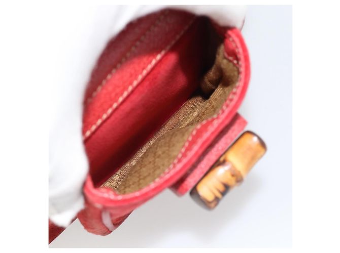 Zaino GUCCI Bamboo Scamoso Rosso Oro 003 2058 0030 Auth 181155 D'oro - vista 25