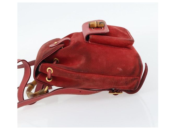 Zaino GUCCI Bamboo Scamoso Rosso Oro 003 2058 0030 Auth 181155 D'oro - vista 3