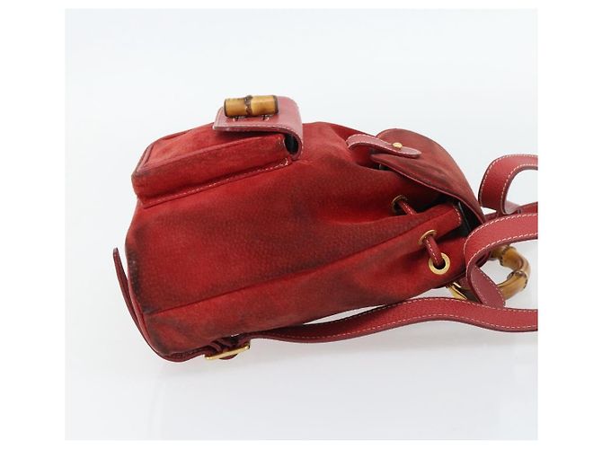 Zaino GUCCI Bamboo Scamoso Rosso Oro 003 2058 0030 Auth 181155 D'oro - vista 4