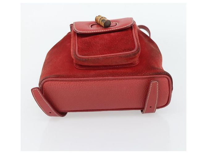 Zaino GUCCI Bamboo Scamoso Rosso Oro 003 2058 0030 Auth 181155 D'oro - vista 5
