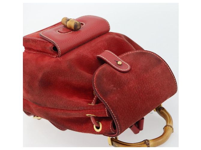 Zaino GUCCI Bamboo Scamoso Rosso Oro 003 2058 0030 Auth 181155 D'oro - vista 6