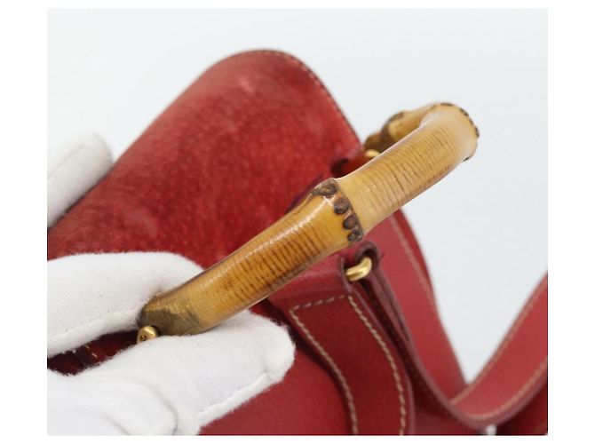 Zaino GUCCI Bamboo Scamoso Rosso Oro 003 2058 0030 Auth 181155 D'oro - vista 7