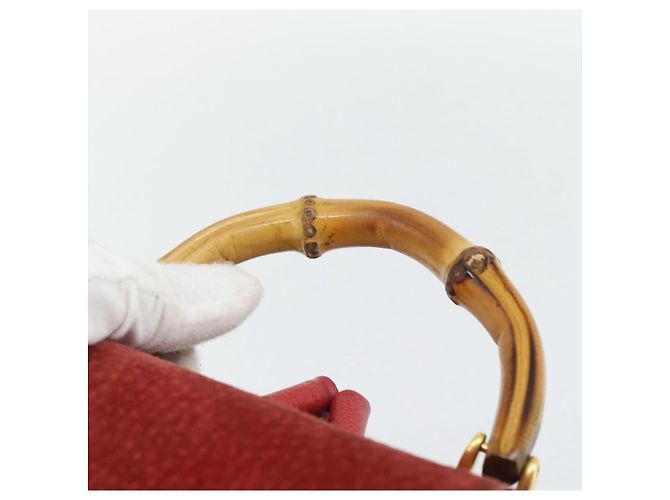 Zaino GUCCI Bamboo Scamoso Rosso Oro 003 2058 0030 Auth 181155 D'oro - vista 8