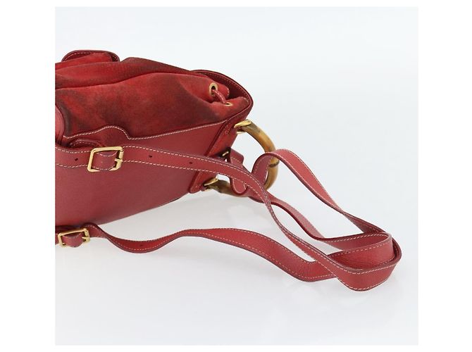 Zaino GUCCI Bamboo Scamoso Rosso Oro 003 2058 0030 Auth 181155 D'oro - vista 9