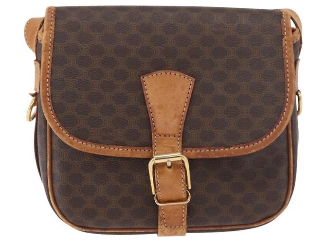 Céline Borsa a Spalla CELINE Macadam Canvas PVC Pelle Marrone Oro Auth BA12773 D'oro - vista 13