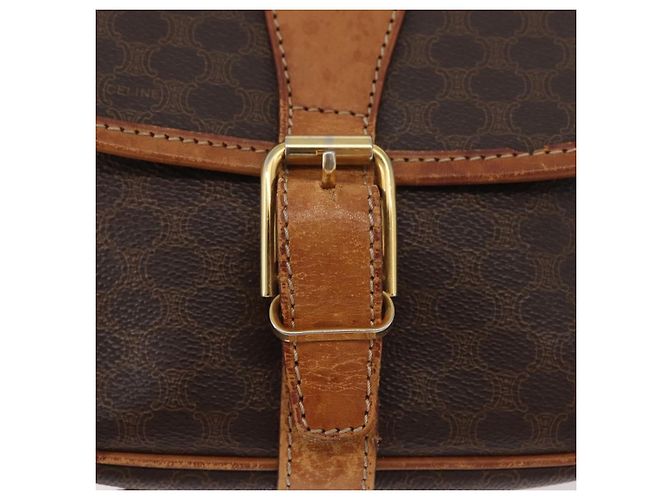 Céline Borsa a Spalla CELINE Macadam Canvas PVC Pelle Marrone Oro Auth BA12773 D'oro - vista 18