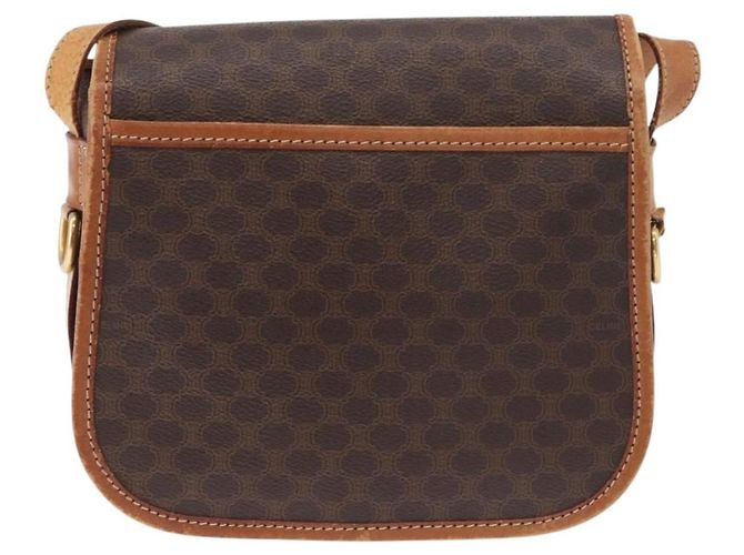 Céline Borsa a Spalla CELINE Macadam Canvas PVC Pelle Marrone Oro Auth BA12773 D'oro - vista 2