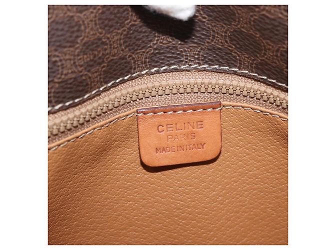 Céline Borsa a Spalla CELINE Macadam Canvas PVC Pelle Marrone Oro Auth BA12773 D'oro - vista 20