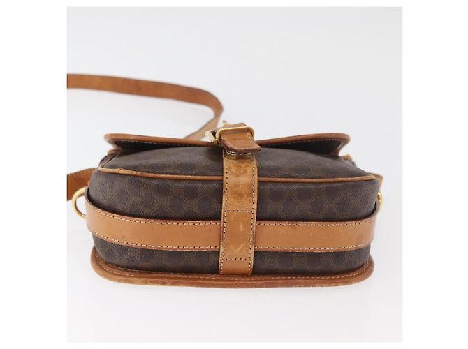 Céline Borsa a Spalla CELINE Macadam Canvas PVC Pelle Marrone Oro Auth BA12773 D'oro - vista 5