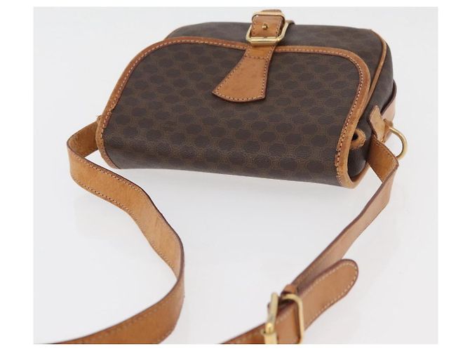Céline Borsa a Spalla CELINE Macadam Canvas PVC Pelle Marrone Oro Auth BA12773 D'oro - vista 6