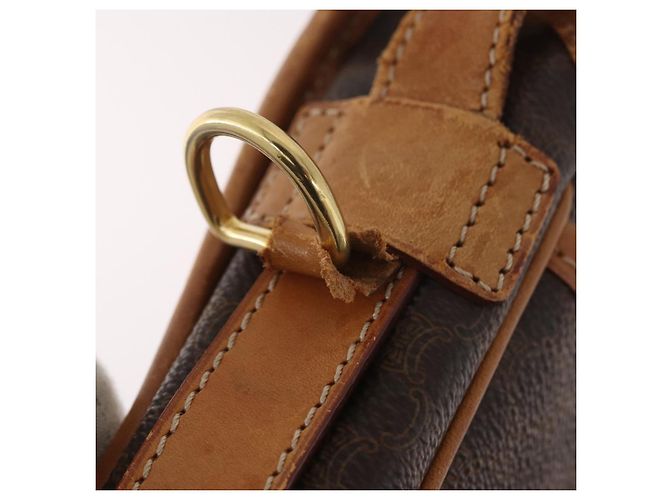 Céline Borsa a Spalla CELINE Macadam Canvas PVC Pelle Marrone Oro Auth BA12773 D'oro - vista 9