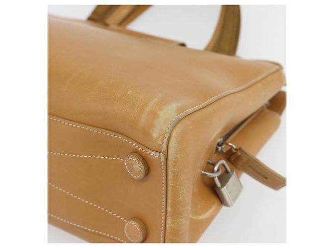 PRADA Tote Bag Leder Beige Silber Auth bs35304 - Ansicht 15
