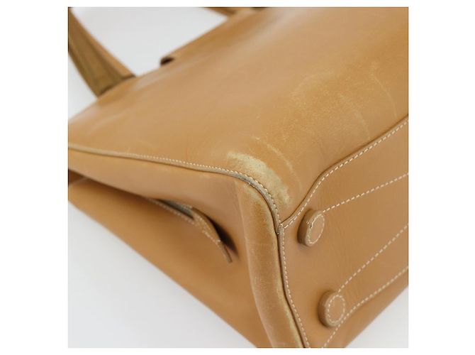 PRADA Tote Bag Leder Beige Silber Auth bs35304 - Ansicht 16