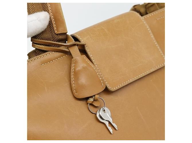 PRADA Tote Bag Leder Beige Silber Auth bs35304 - Ansicht 18