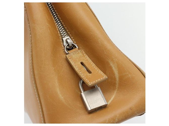 PRADA Tote Bag Leder Beige Silber Auth bs35304 - Ansicht 19