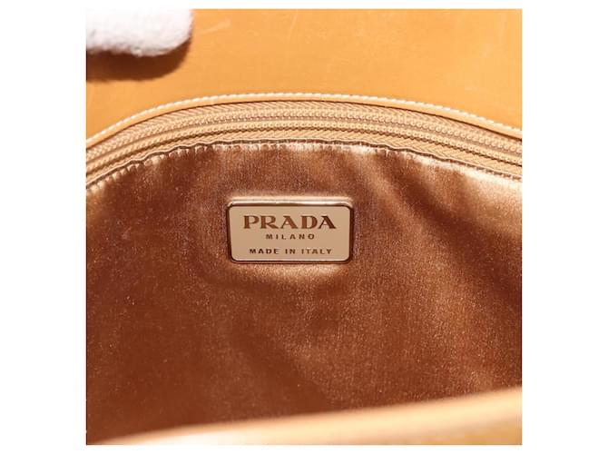 PRADA Tote Bag Leder Beige Silber Auth bs35304 - Ansicht 20