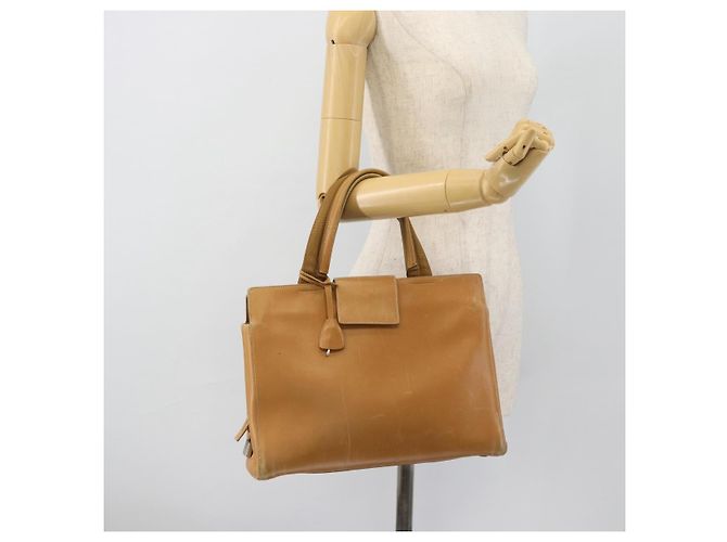 PRADA Tote Bag Leder Beige Silber Auth bs35304 - Ansicht 28