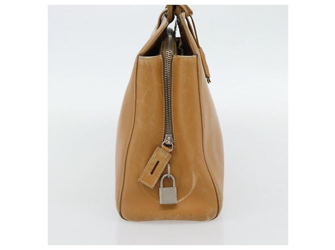 PRADA Tote Bag Leder Beige Silber Auth bs35304 - Ansicht 3