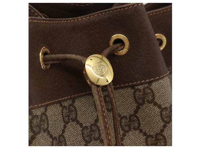 Borsa GUCCI GG Supreme Web Sherry Line PVC Beige Oro 41 02 085 Auth BA12841 D'oro - vista 10