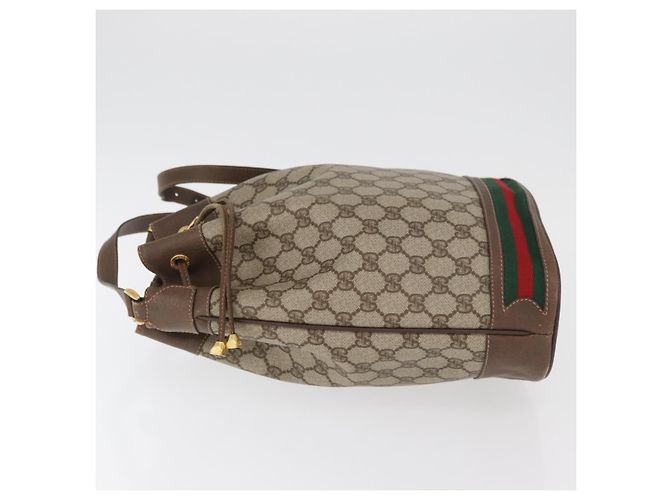 Borsa GUCCI GG Supreme Web Sherry Line PVC Beige Oro 41 02 085 Auth BA12841 D'oro - vista 4