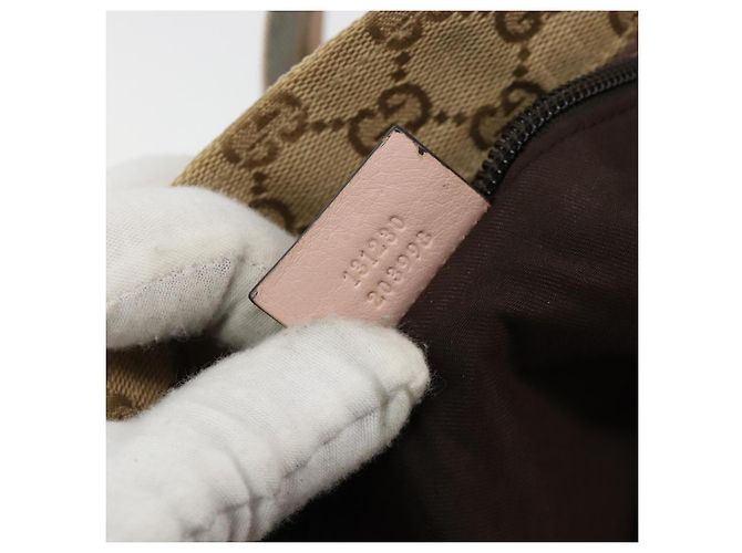 Borsa GUCCI GG Canvas Sherry Line Beige Oro 131230 Auth BA12928 D'oro - vista 12