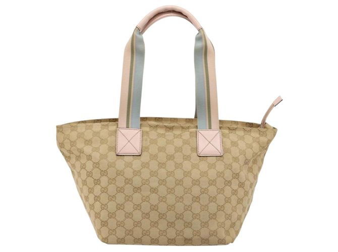 Borsa GUCCI GG Canvas Sherry Line Beige Oro 131230 Auth BA12928 D'oro - vista 2