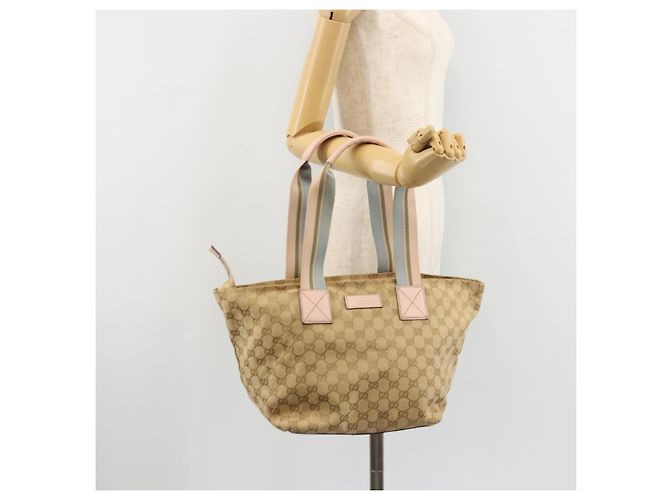 Borsa GUCCI GG Canvas Sherry Line Beige Oro 131230 Auth BA12928 D'oro - vista 23