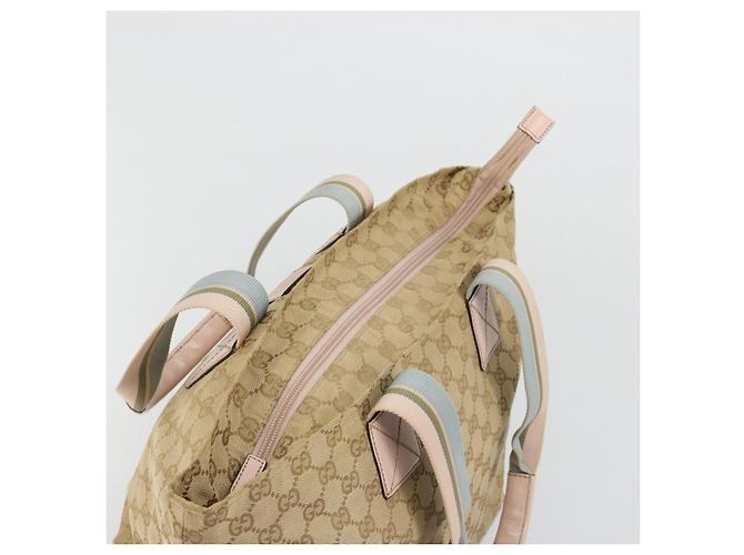 Borsa GUCCI GG Canvas Sherry Line Beige Oro 131230 Auth BA12928 D'oro - vista 6