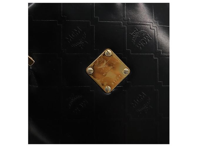 Borsa a Mano MCM Vicetos Logogram Pelle Nera e Oro Auth 180670 Nero D'oro - vista 12