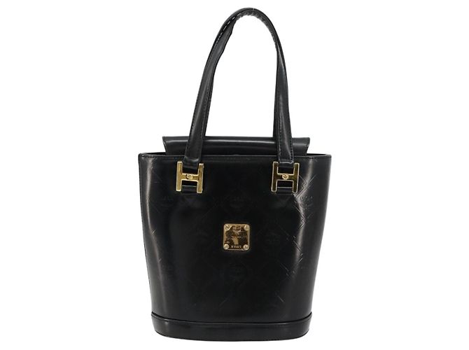 Borsa a Mano MCM Vicetos Logogram Pelle Nera e Oro Auth 180670 Nero D'oro - vista 13