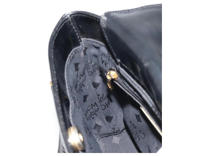 Borsa a Mano MCM Vicetos Logogram Pelle Nera e Oro Auth 180670 Nero D'oro - vista 19