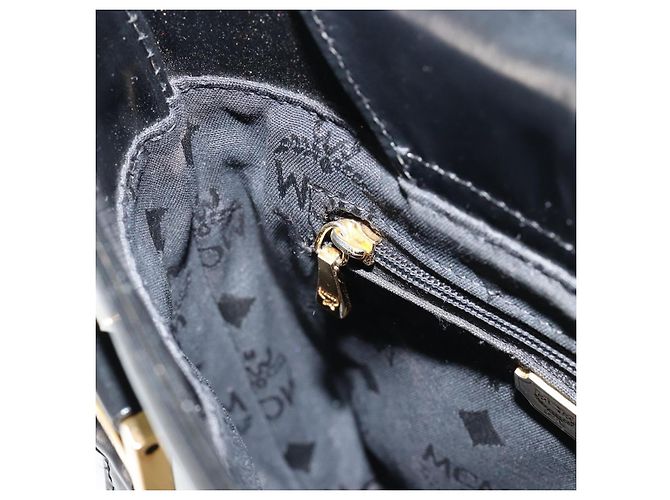 Borsa a Mano MCM Vicetos Logogram Pelle Nera e Oro Auth 180670 Nero D'oro - vista 20