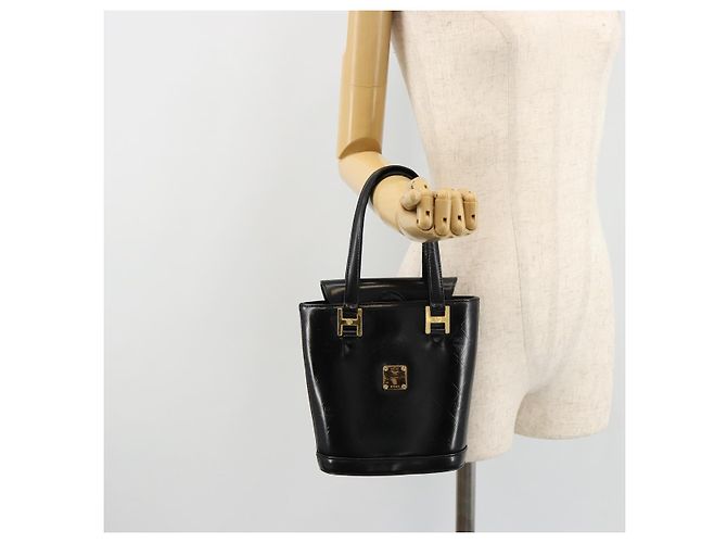 Borsa a Mano MCM Vicetos Logogram Pelle Nera e Oro Auth 180670 Nero D'oro - vista 22