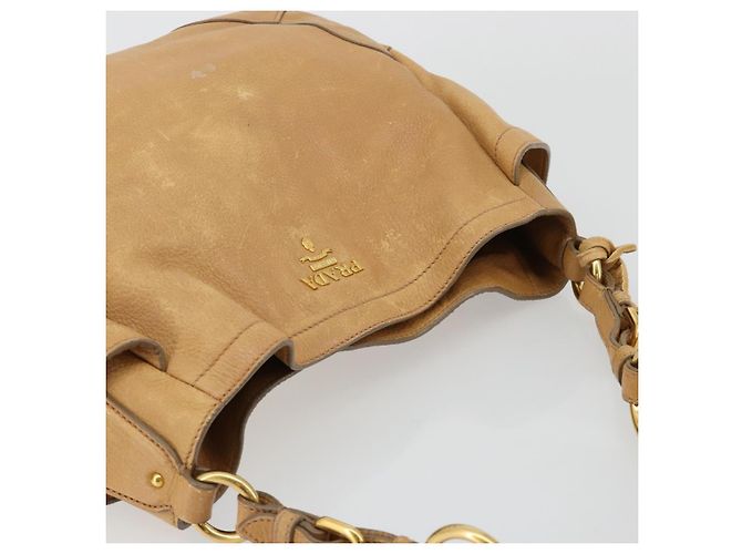 Borsa a Spalla PRADA in Pelle Beige Oro Auth ka4438A D'oro - vista 6