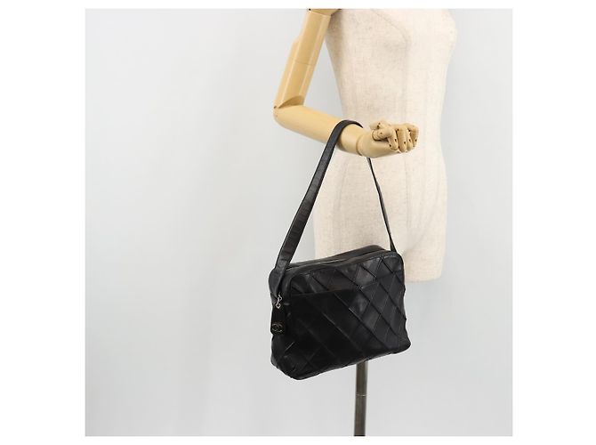 CHANEL Bicolore Shoulder Bag Leather Black Silver CC Auth ka4426 Silvery - view 25