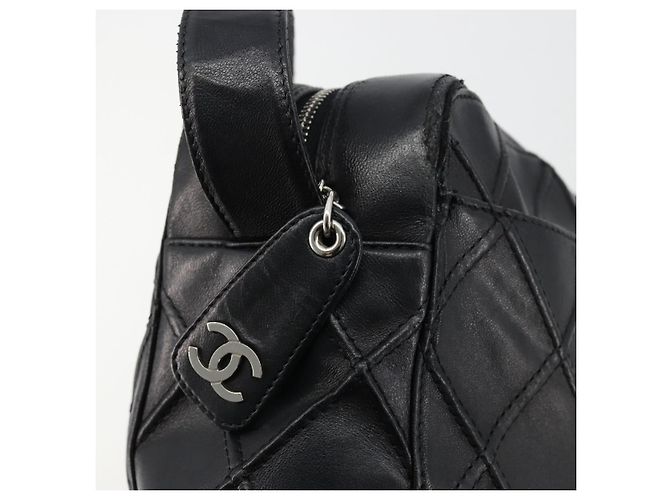 CHANEL Bicolore Shoulder Bag Leather Black Silver CC Auth ka4426 Silvery - view 8