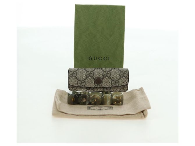 GUCCI GG Supreme Dice Case PVC Beige 662292 Auth 176770M - vista 12