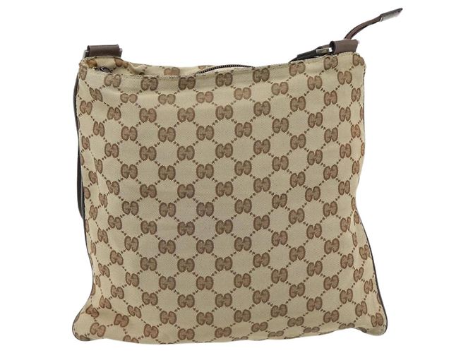 Borsa a Spalla GUCCI GG Canvas Beige Argento 132907 Auth 181277 - vista 2