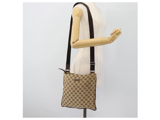 Borsa a Spalla GUCCI GG Canvas Beige Argento 132907 Auth 181277 - vista 23