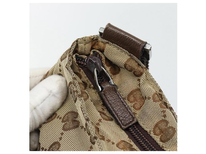 Borsa a Spalla GUCCI GG Canvas Beige Argento 132907 Auth 181277 - vista 9