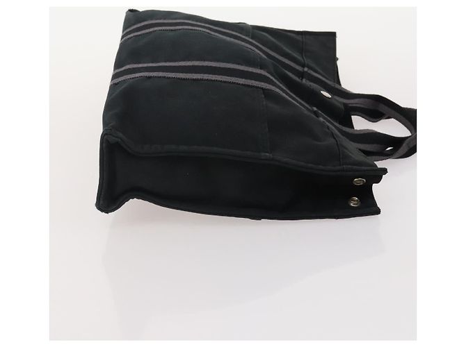 Hermès Borsa Fourre Tout HERMES Cotton 3 Set Black Gray Auth BA12670 Marrone Nero - vista 11