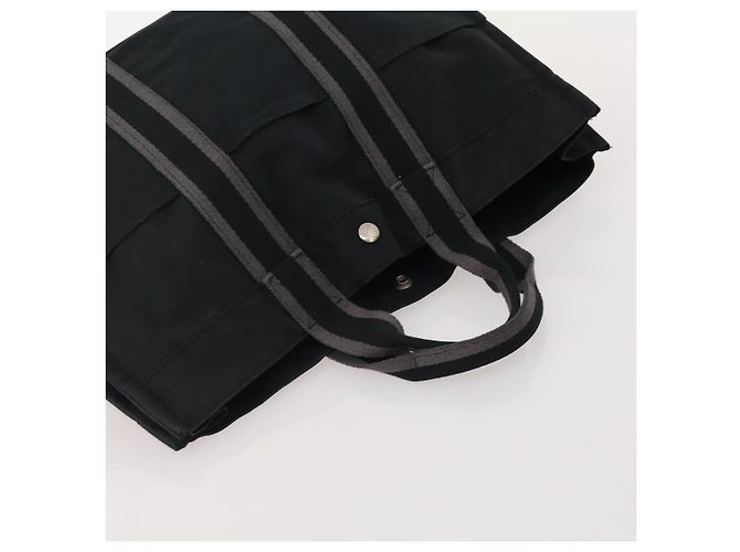 Hermès Borsa Fourre Tout HERMES Cotton 3 Set Black Gray Auth BA12670 Marrone Nero - vista 12