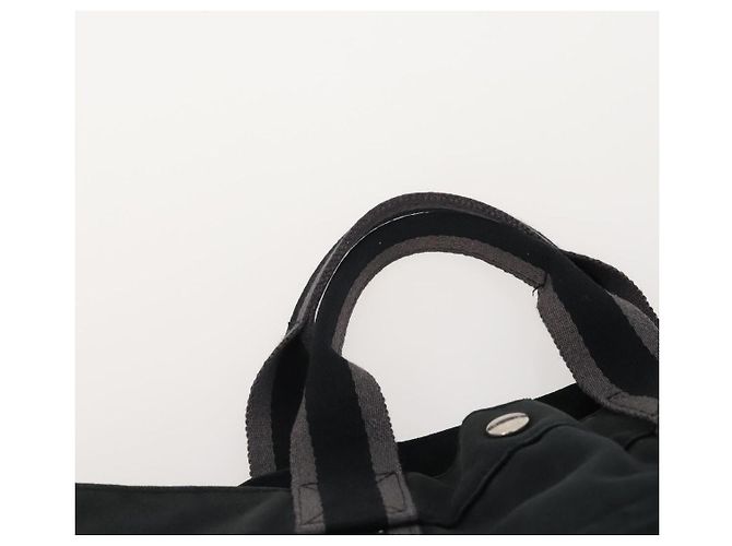 Hermès Borsa Fourre Tout HERMES Cotton 3 Set Black Gray Auth BA12670 Marrone Nero - vista 13