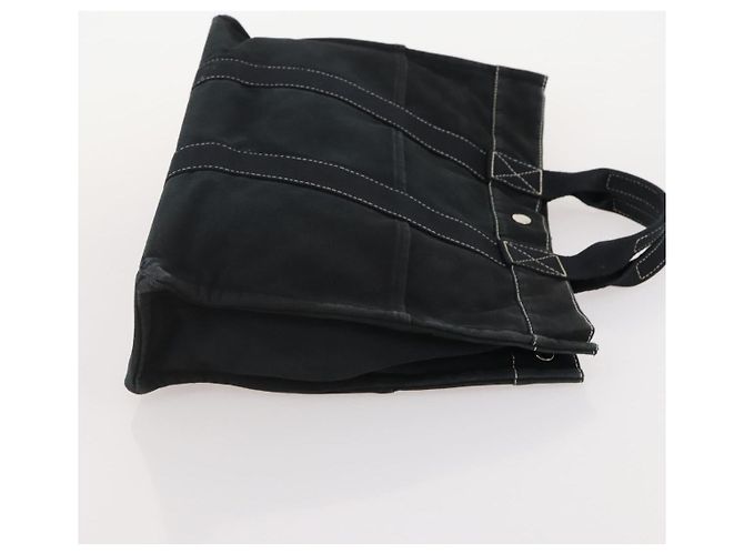 Hermès Borsa Fourre Tout HERMES Cotton 3 Set Black Gray Auth BA12670 Marrone Nero - vista 18