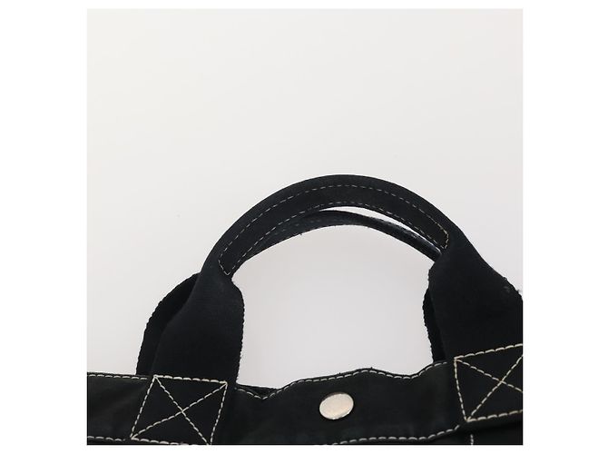 Hermès Borsa Fourre Tout HERMES Cotton 3 Set Black Gray Auth BA12670 Marrone Nero - vista 20
